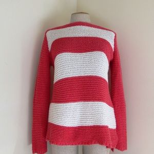 Chicos Melon & white stripped sweater size M NWOT